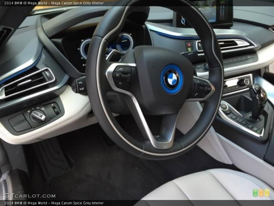 Mega Carum Spice Grey Interior Steering Wheel for the 2014 BMW i8 Mega World #106693947