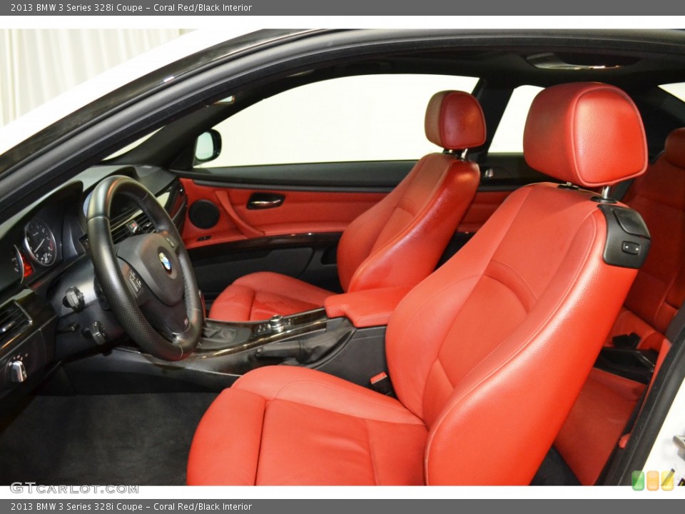Coral Red/Black Interior Front Seat for the 2013 BMW 3 Series 328i Coupe #106754743