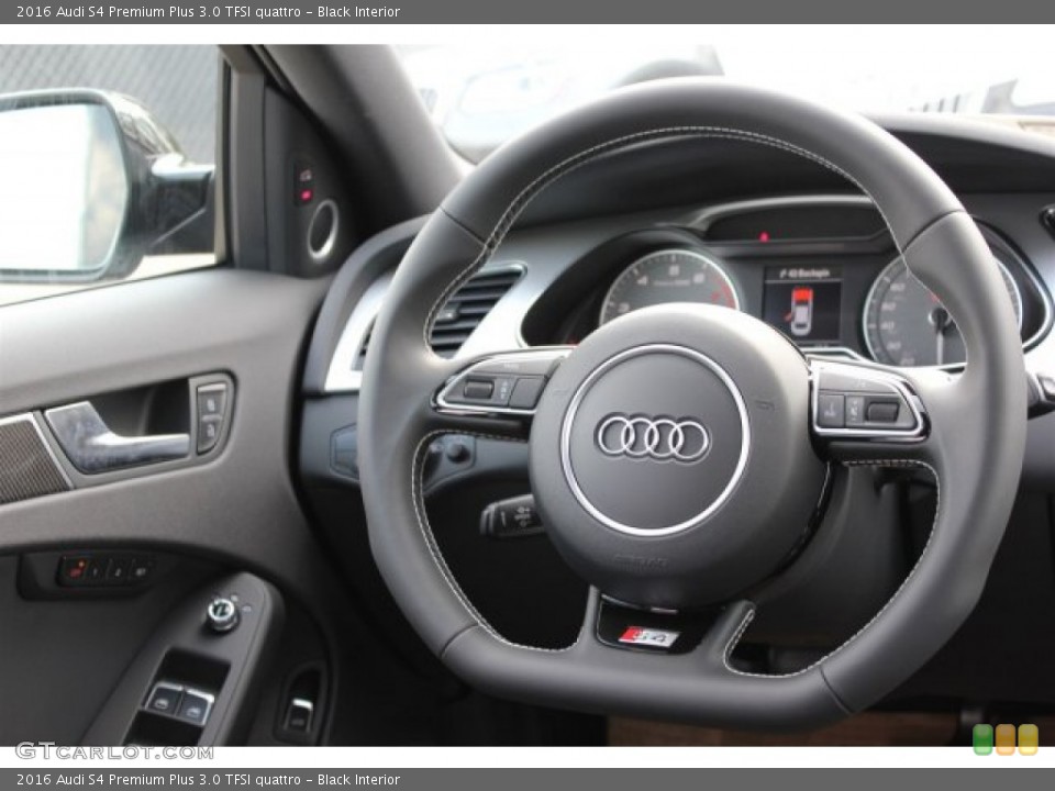 Black Interior Steering Wheel for the 2016 Audi S4 Premium Plus 3.0 TFSI quattro #106774214