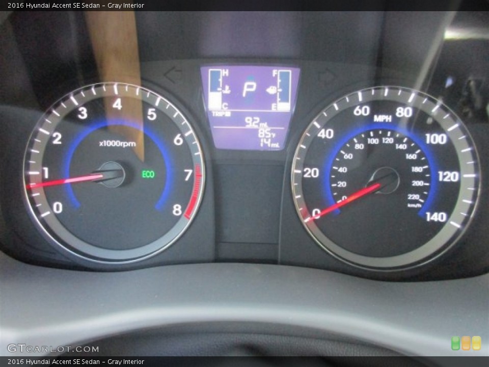 Gray Interior Gauges for the 2016 Hyundai Accent SE Sedan #106898264