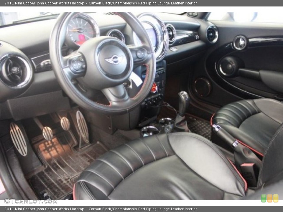 Carbon Black/Championship Red Piping Lounge Leather 2011 Mini Cooper Interiors