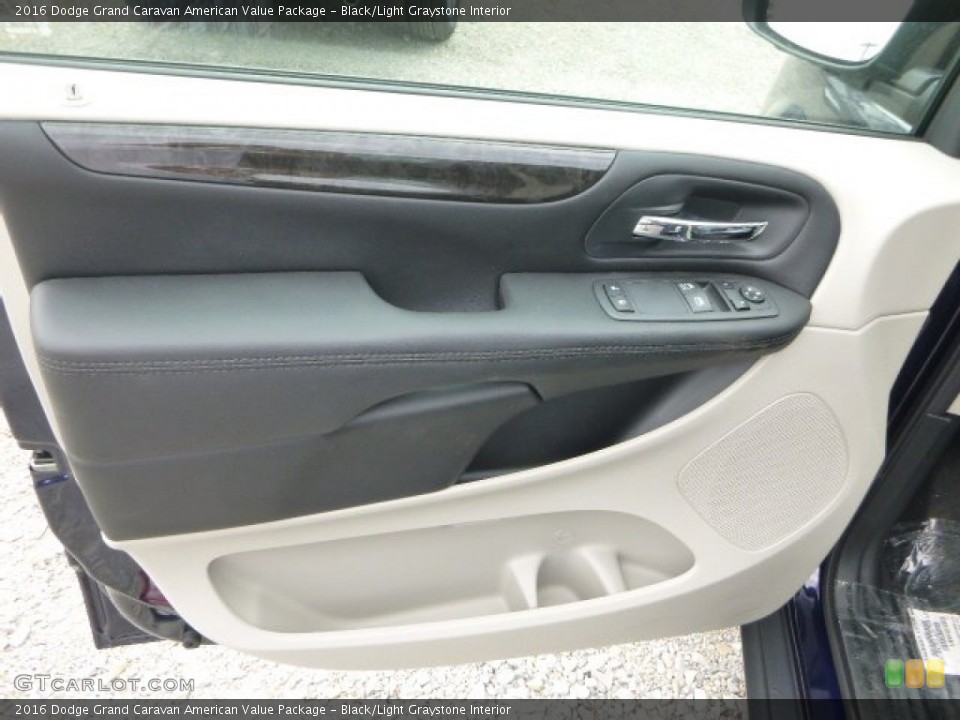 Black/Light Graystone Interior Door Panel for the 2016 Dodge Grand Caravan American Value Package #106919635