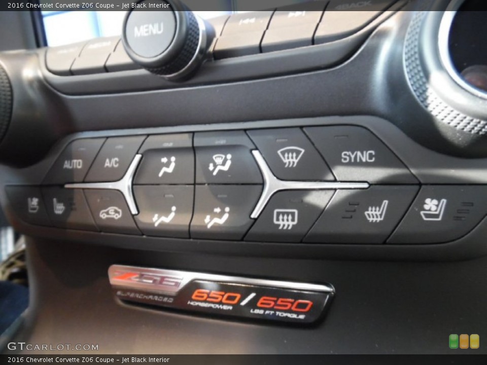 Jet Black Interior Controls for the 2016 Chevrolet Corvette Z06 Coupe #106929270