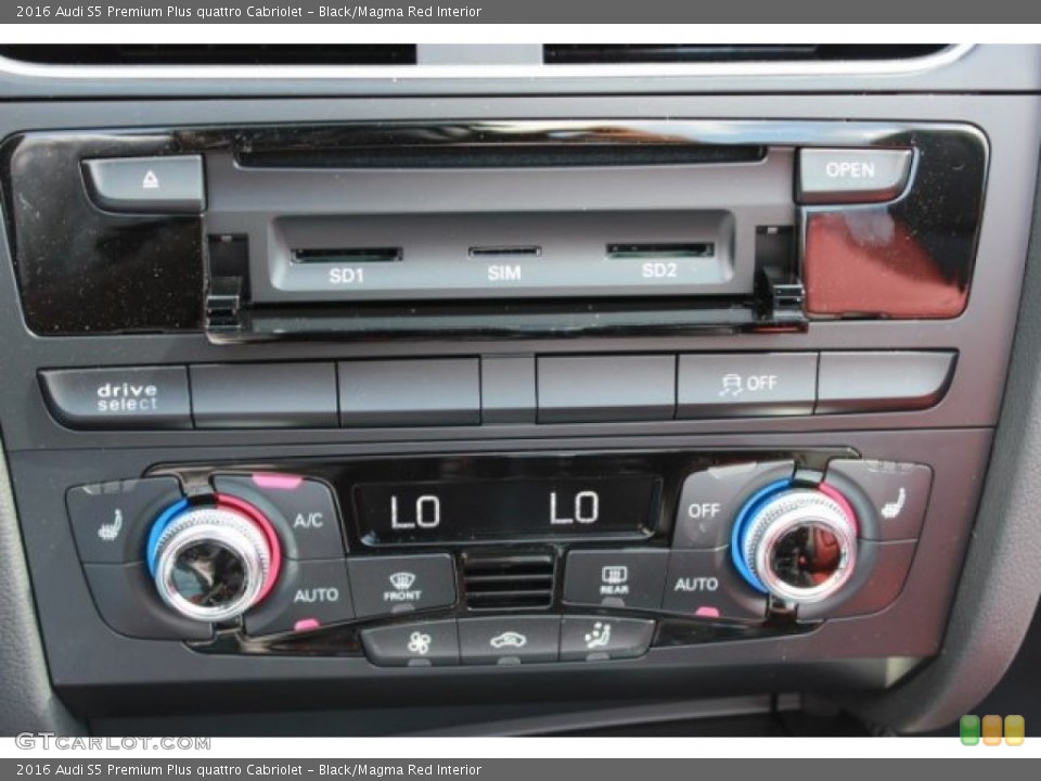 Black/Magma Red Interior Controls for the 2016 Audi S5 Premium Plus quattro Cabriolet #106965432