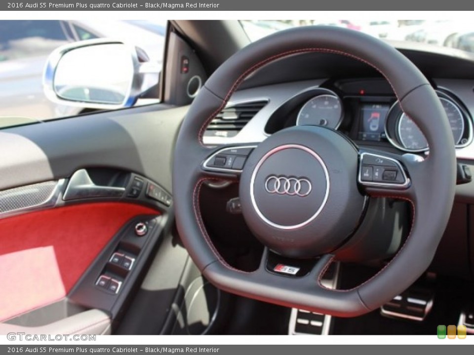Black/Magma Red Interior Steering Wheel for the 2016 Audi S5 Premium Plus quattro Cabriolet #106965690