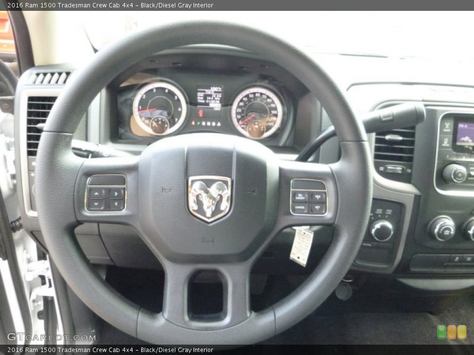 Black/Diesel Gray Interior Steering Wheel for the 2016 Ram 1500 Tradesman Crew Cab 4x4 #106980220