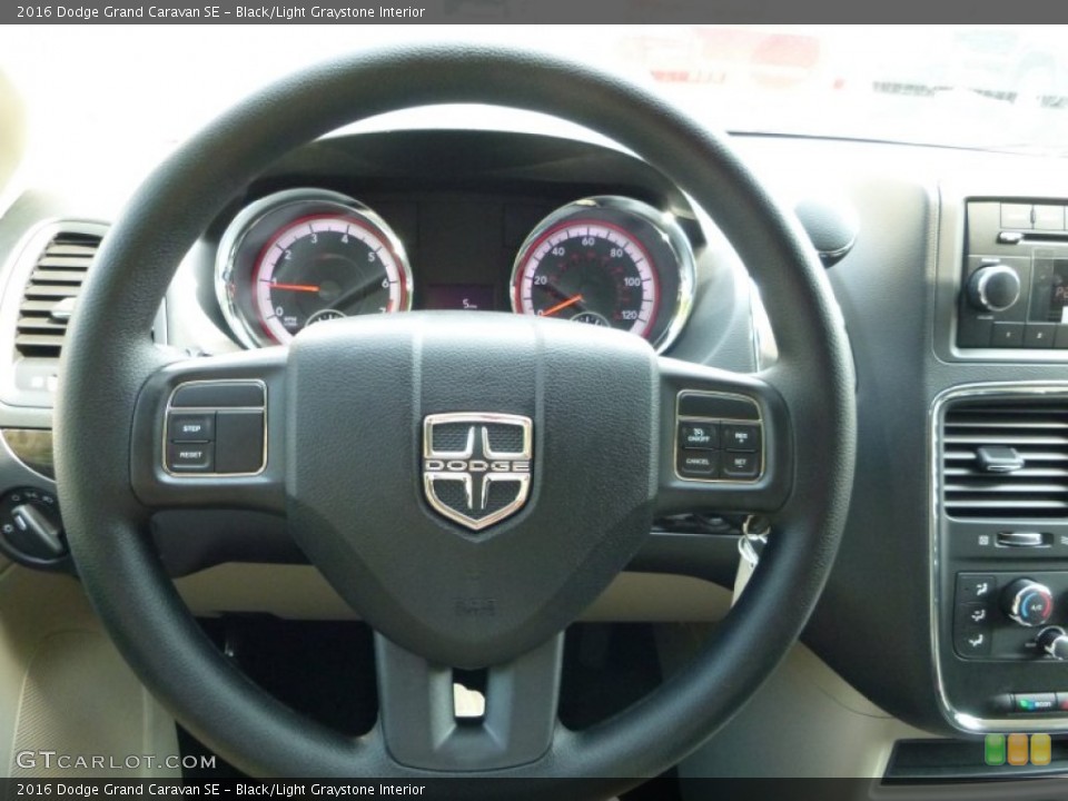 Black/Light Graystone Interior Steering Wheel for the 2016 Dodge Grand Caravan SE #106982506