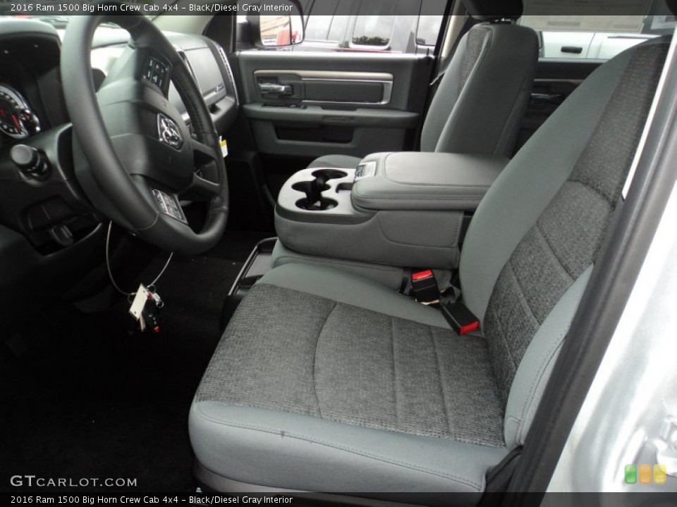 Black/Diesel Gray Interior Photo for the 2016 Ram 1500 Big Horn Crew Cab 4x4 #107027163