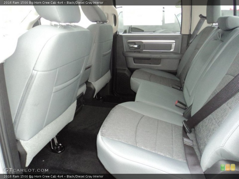 Black/Diesel Gray Interior Rear Seat for the 2016 Ram 1500 Big Horn Crew Cab 4x4 #107027202