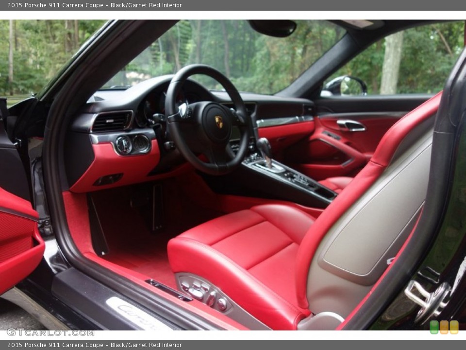 Black/Garnet Red Interior Prime Interior for the 2015 Porsche 911 Carrera Coupe #107035644