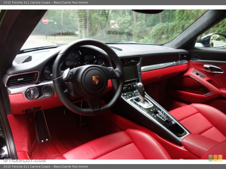Black/Garnet Red Interior Prime Interior for the 2015 Porsche 911 Carrera Coupe #107035824