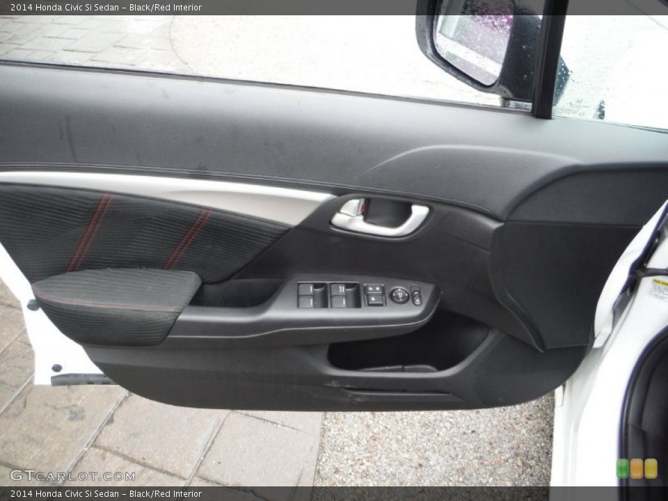 Black/Red Interior Door Panel for the 2014 Honda Civic Si Sedan #107066854