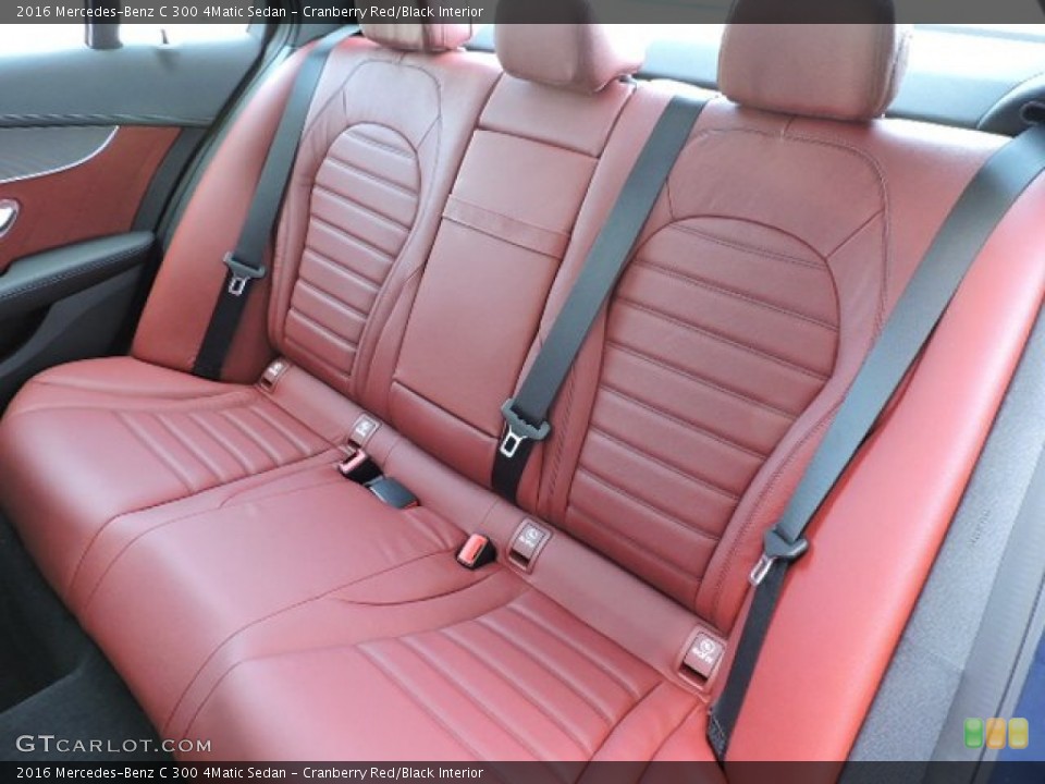 Cranberry Red/Black Interior Rear Seat for the 2016 Mercedes-Benz C 300 4Matic Sedan #107069158