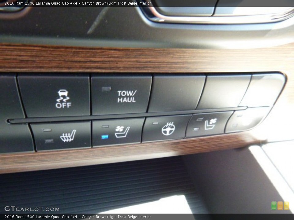 Canyon Brown/Light Frost Beige Interior Controls for the 2016 Ram 1500 Laramie Quad Cab 4x4 #107088674