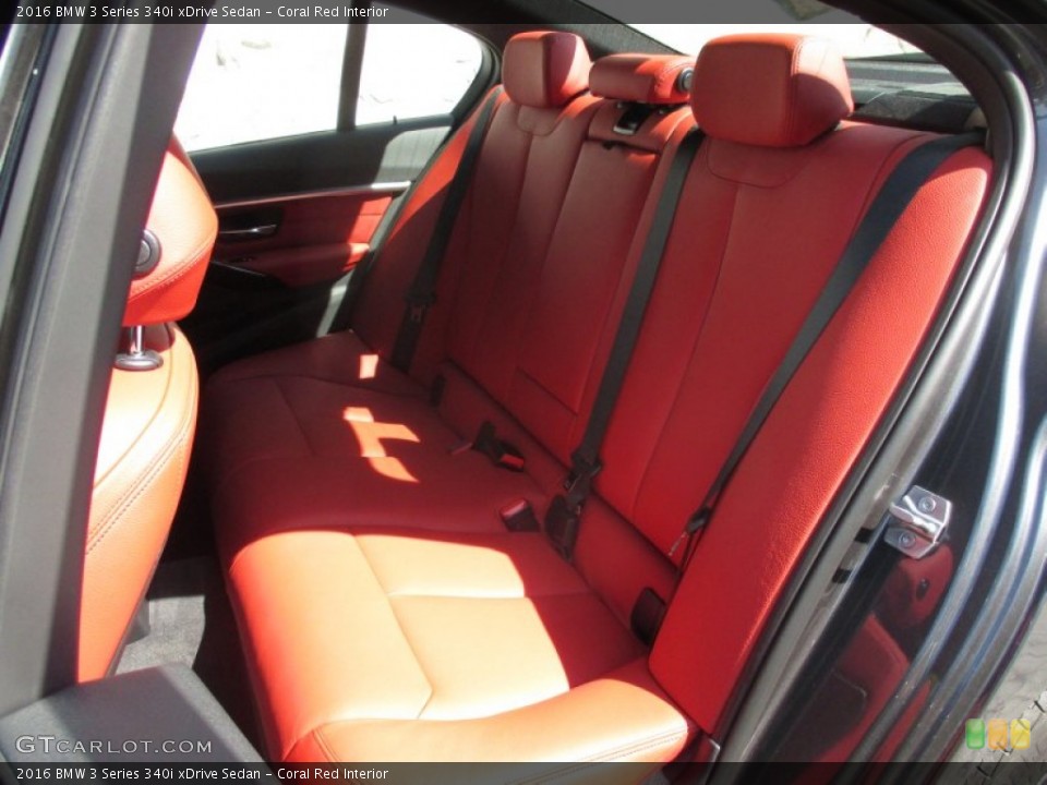 Coral Red Interior Rear Seat for the 2016 BMW 3 Series 340i xDrive Sedan #107088697