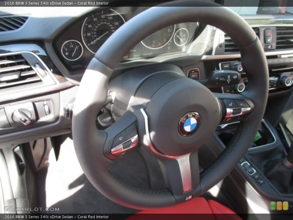 Coral Red Interior Steering Wheel for the 2016 BMW 3 Series 340i xDrive Sedan #107088731