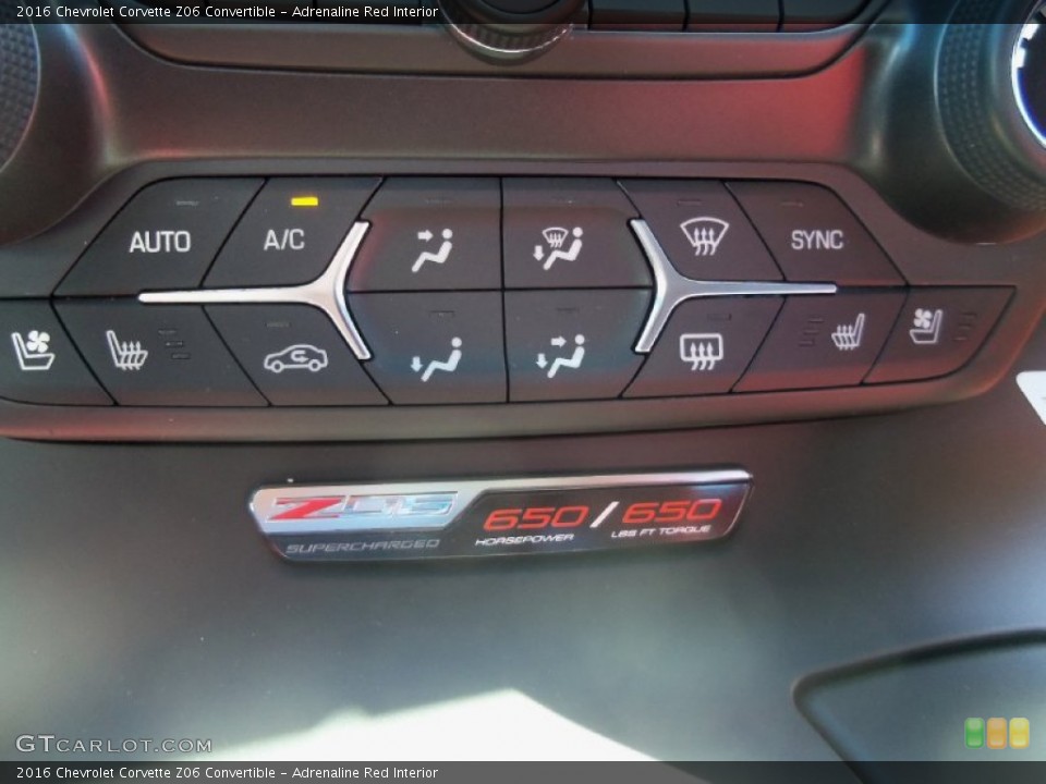 Adrenaline Red Interior Controls for the 2016 Chevrolet Corvette Z06 Convertible #107088739