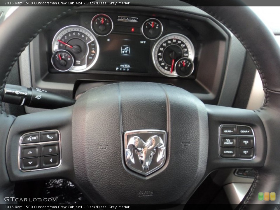 Black/Diesel Gray Interior Steering Wheel for the 2016 Ram 1500 Outdoorsman Crew Cab 4x4 #107094645
