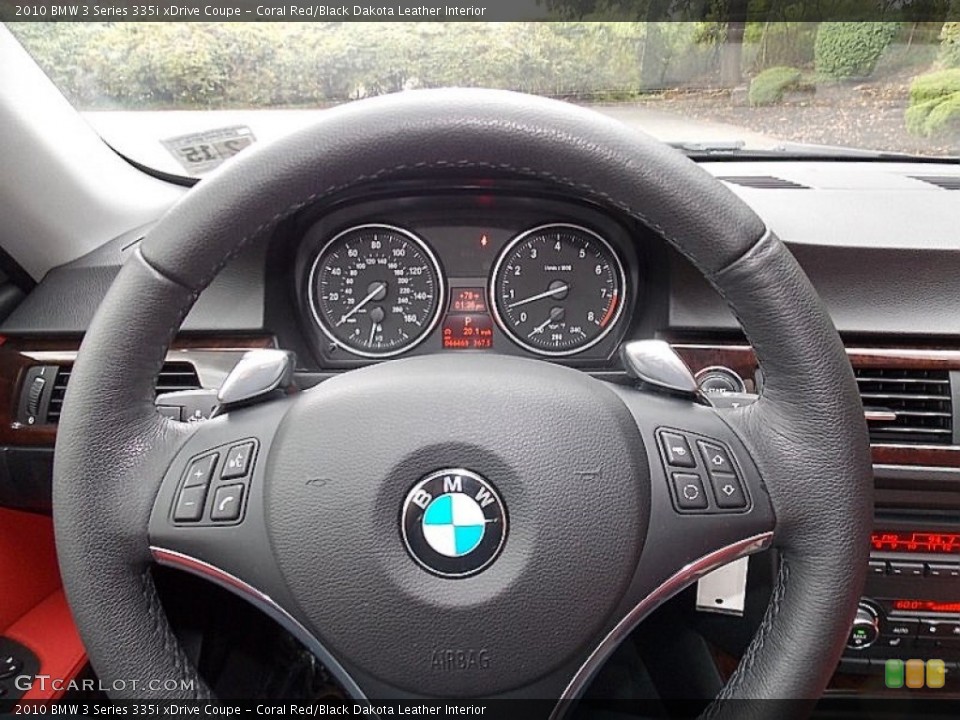 Coral Red/Black Dakota Leather Interior Steering Wheel for the 2010 BMW 3 Series 335i xDrive Coupe #107112743