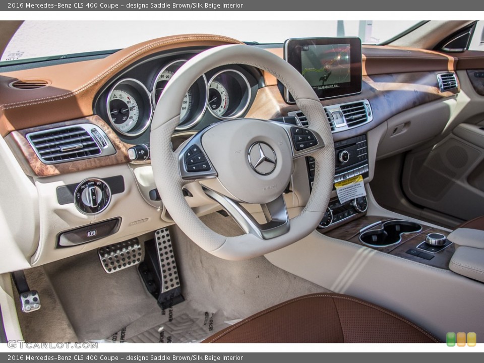 designo Saddle Brown/Silk Beige Interior Dashboard for the 2016 Mercedes-Benz CLS 400 Coupe #107117619