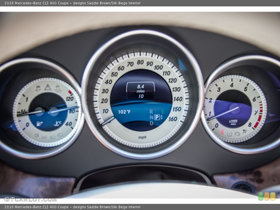 designo Saddle Brown/Silk Beige Interior Gauges for the 2016 Mercedes-Benz CLS 400 Coupe #107117639