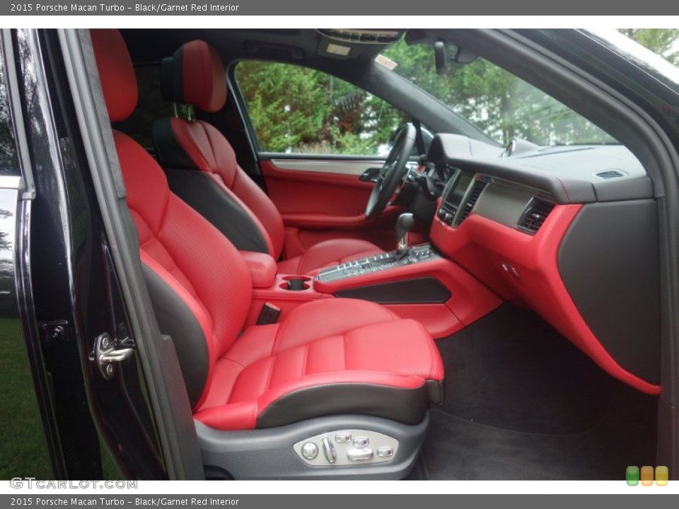 Black/Garnet Red Interior Front Seat for the 2015 Porsche Macan Turbo #107161412