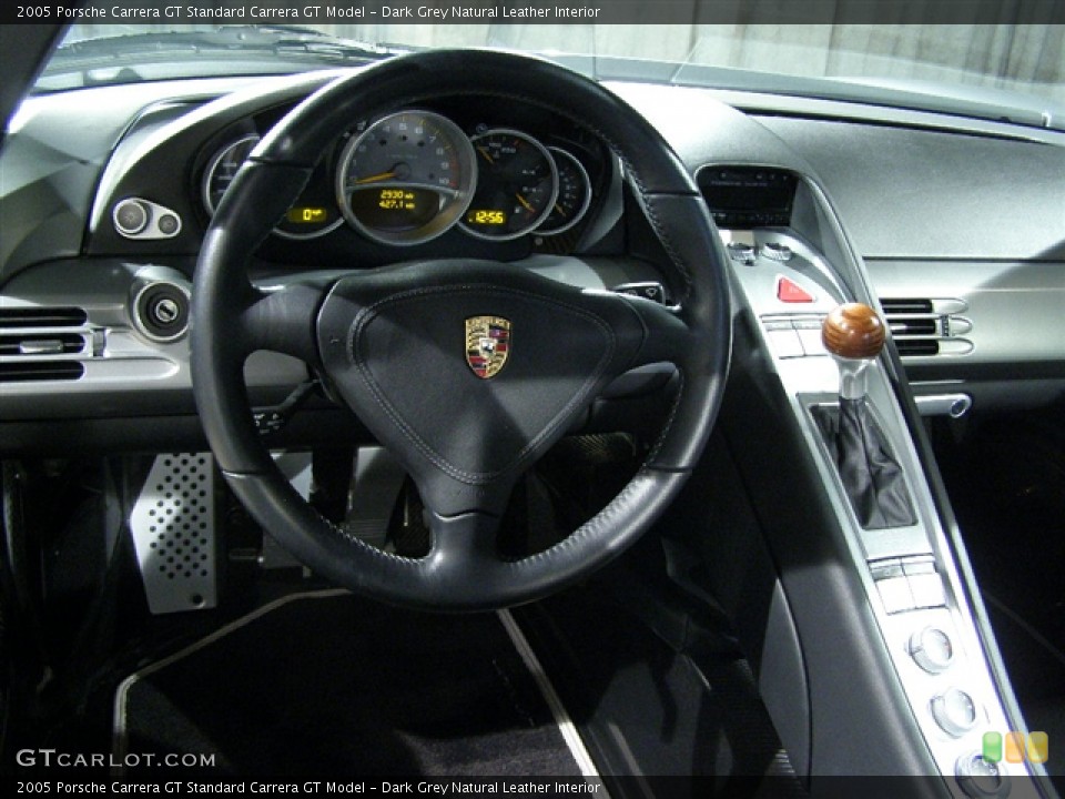 Dark Grey Natural Leather Interior Steering Wheel for the 2005 Porsche Carrera GT  #107166