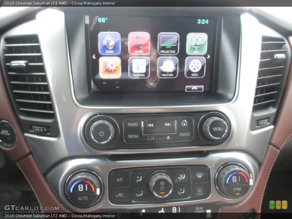 Cocoa/Mahogany Interior Controls for the 2016 Chevrolet Suburban LTZ 4WD #107219060