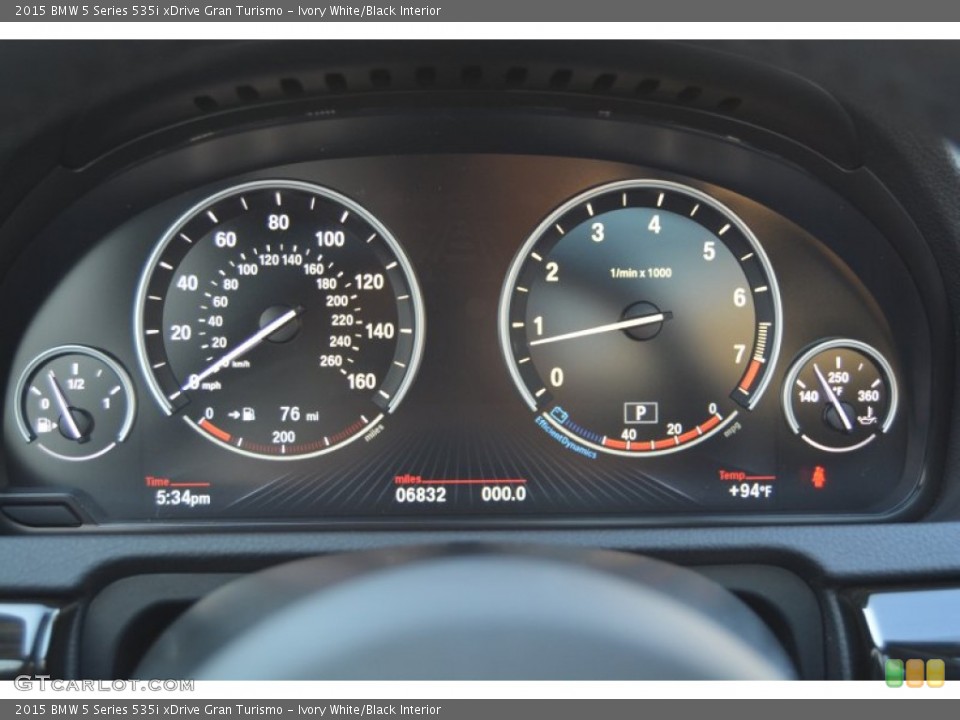 Ivory White/Black Interior Gauges for the 2015 BMW 5 Series 535i xDrive Gran Turismo #107238722