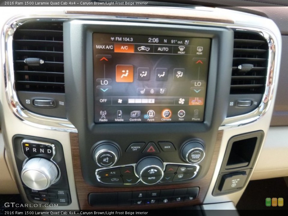 Canyon Brown/Light Frost Beige Interior Controls for the 2016 Ram 1500 Laramie Quad Cab 4x4 #107270097