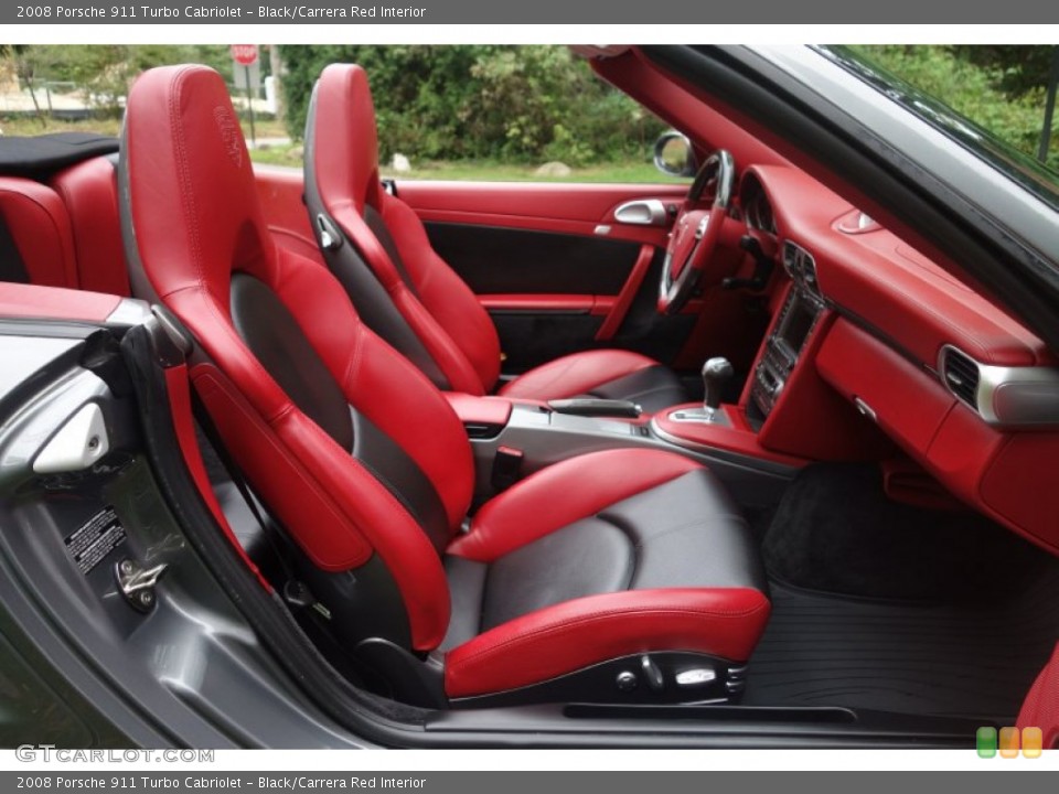 Black/Carrera Red Interior Front Seat for the 2008 Porsche 911 Turbo Cabriolet #107286758