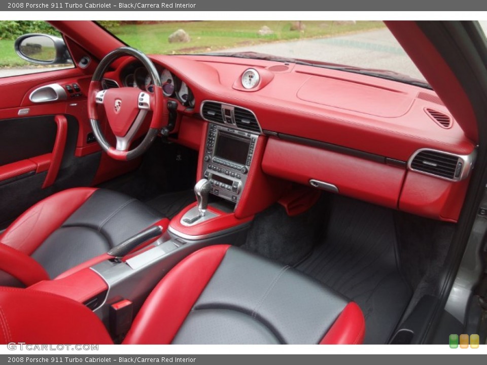 Black/Carrera Red Interior Dashboard for the 2008 Porsche 911 Turbo Cabriolet #107286803