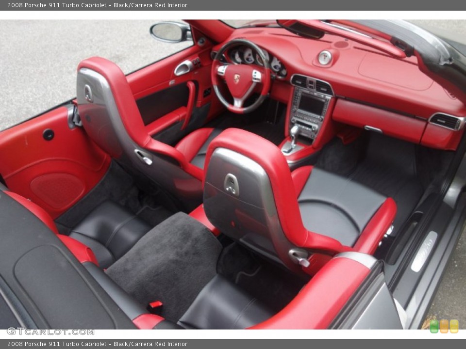Black/Carrera Red Interior Prime Interior for the 2008 Porsche 911 Turbo Cabriolet #107286827