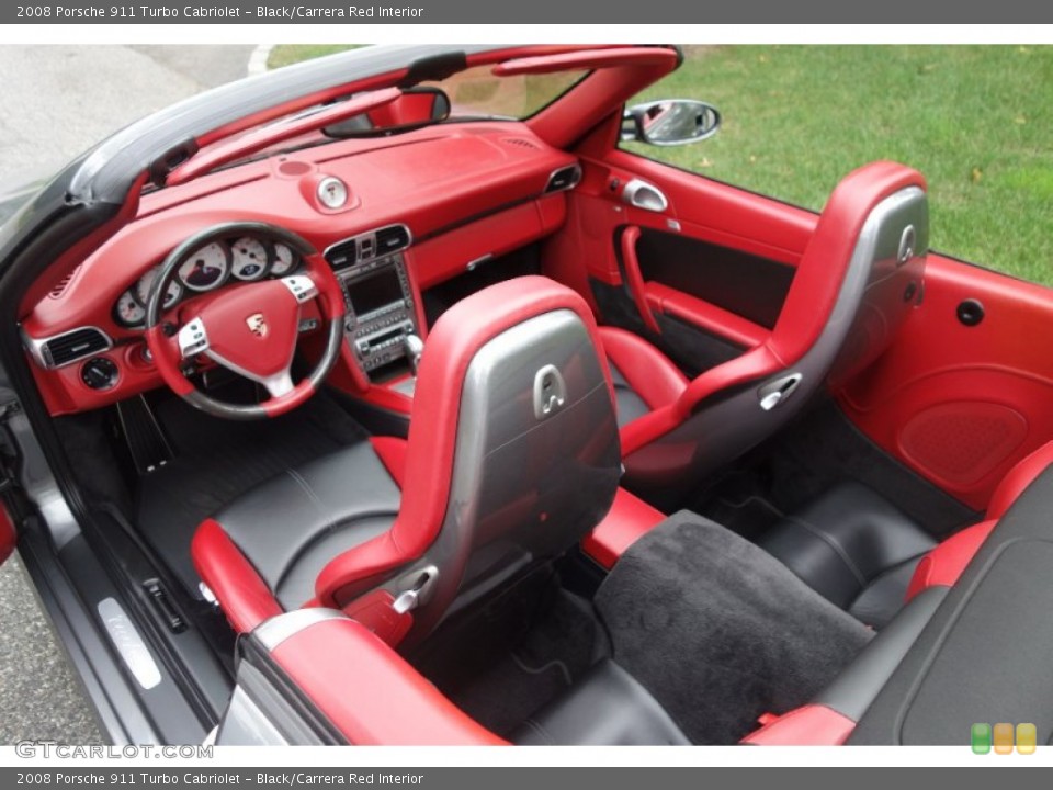Black/Carrera Red Interior Front Seat for the 2008 Porsche 911 Turbo Cabriolet #107286899