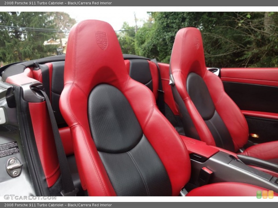 Black/Carrera Red Interior Front Seat for the 2008 Porsche 911 Turbo Cabriolet #107286923