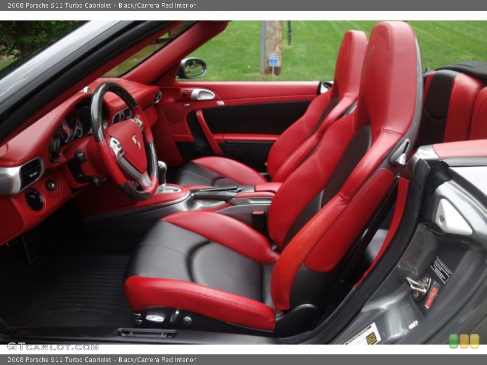 Black/Carrera Red Interior Front Seat for the 2008 Porsche 911 Turbo Cabriolet #107286947