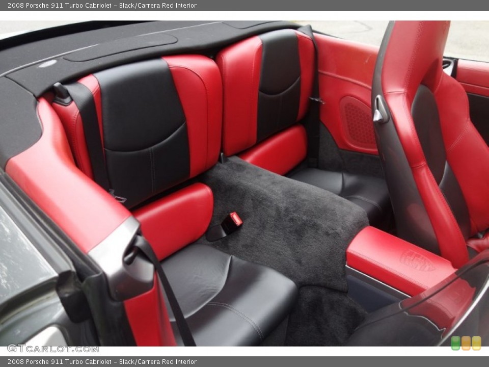 Black/Carrera Red Interior Rear Seat for the 2008 Porsche 911 Turbo Cabriolet #107286968