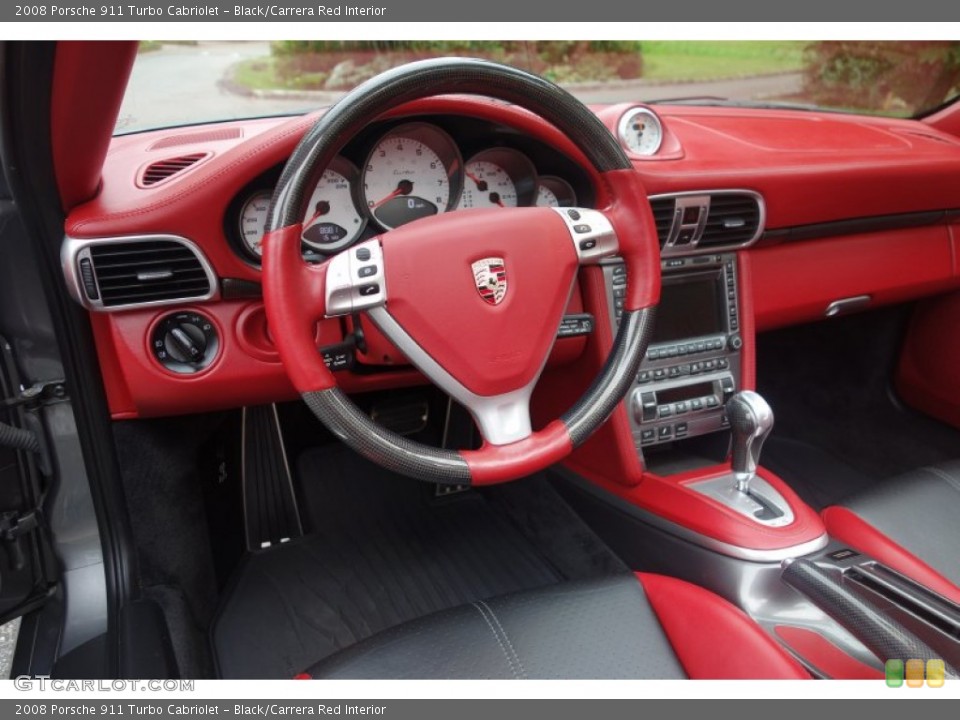 Black/Carrera Red Interior Steering Wheel for the 2008 Porsche 911 Turbo Cabriolet #107287019