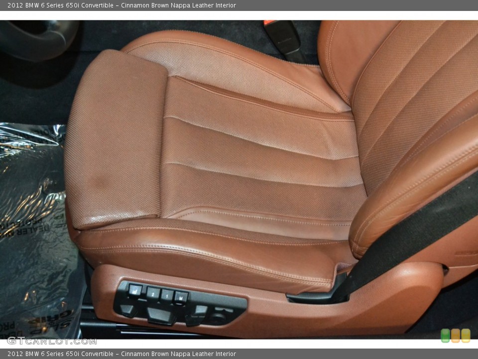 Cinnamon Brown Nappa Leather Interior Front Seat for the 2012 BMW 6 Series 650i Convertible #107323148