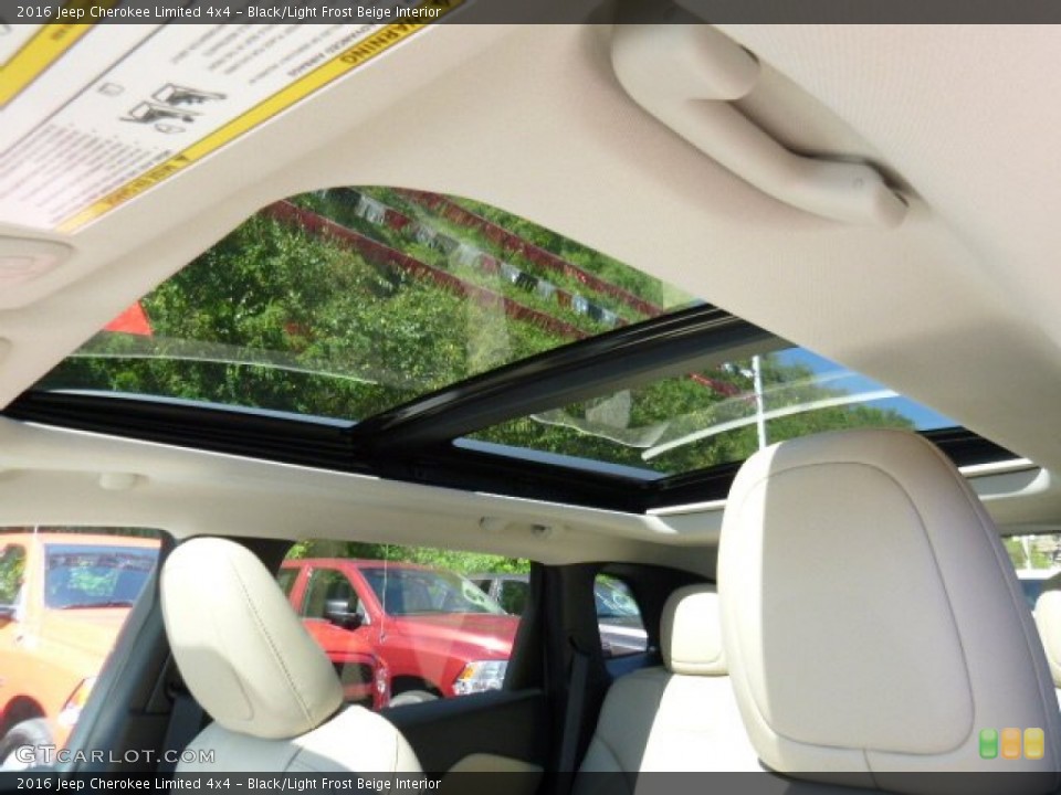 Black/Light Frost Beige Interior Sunroof for the 2016 Jeep Cherokee Limited 4x4 #107417378