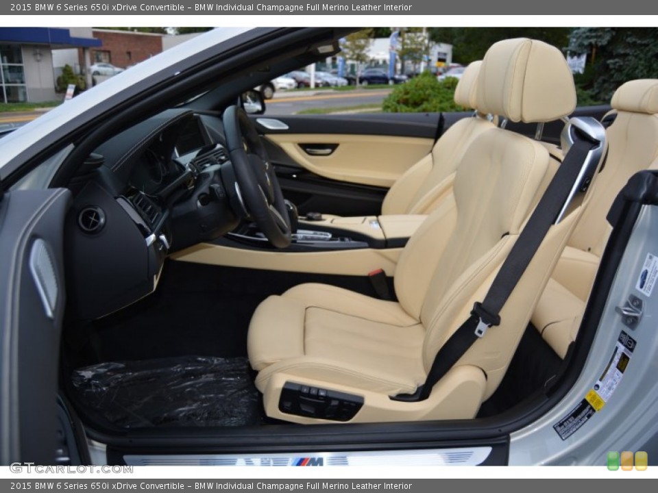 BMW Individual Champagne Full Merino Leather Interior Front Seat for the 2015 BMW 6 Series 650i xDrive Convertible #107429680