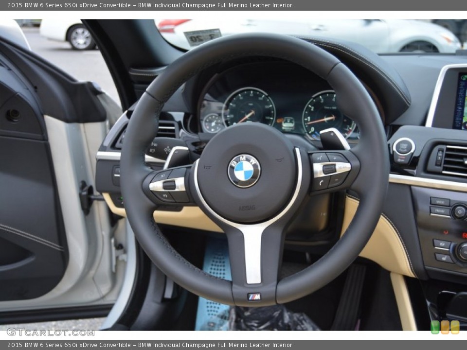 BMW Individual Champagne Full Merino Leather Interior Steering Wheel for the 2015 BMW 6 Series 650i xDrive Convertible #107429812