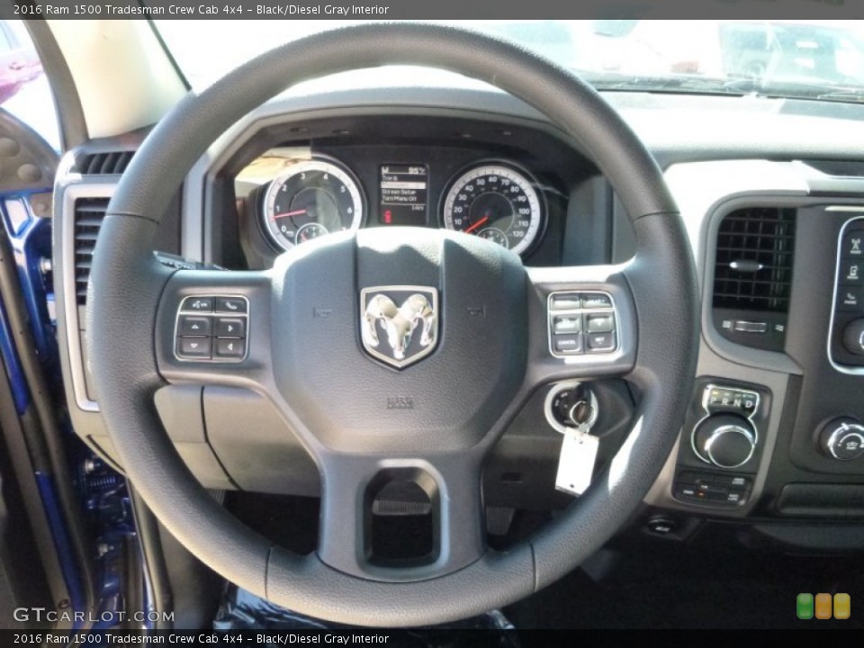 Black/Diesel Gray Interior Steering Wheel for the 2016 Ram 1500 Tradesman Crew Cab 4x4 #107445613