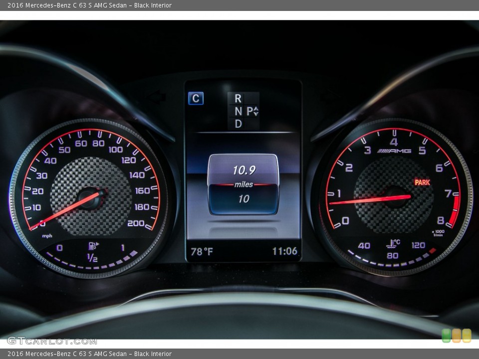 Black Interior Gauges for the 2016 Mercedes-Benz C 63 S AMG Sedan #107473034