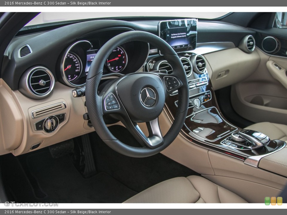 Silk Beige/Black Interior Dashboard for the 2016 Mercedes-Benz C 300 Sedan #107473313