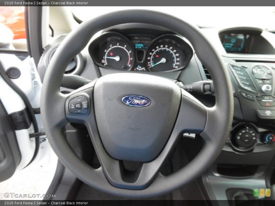 Charcoal Black Interior Steering Wheel for the 2016 Ford Fiesta S Sedan #107475263