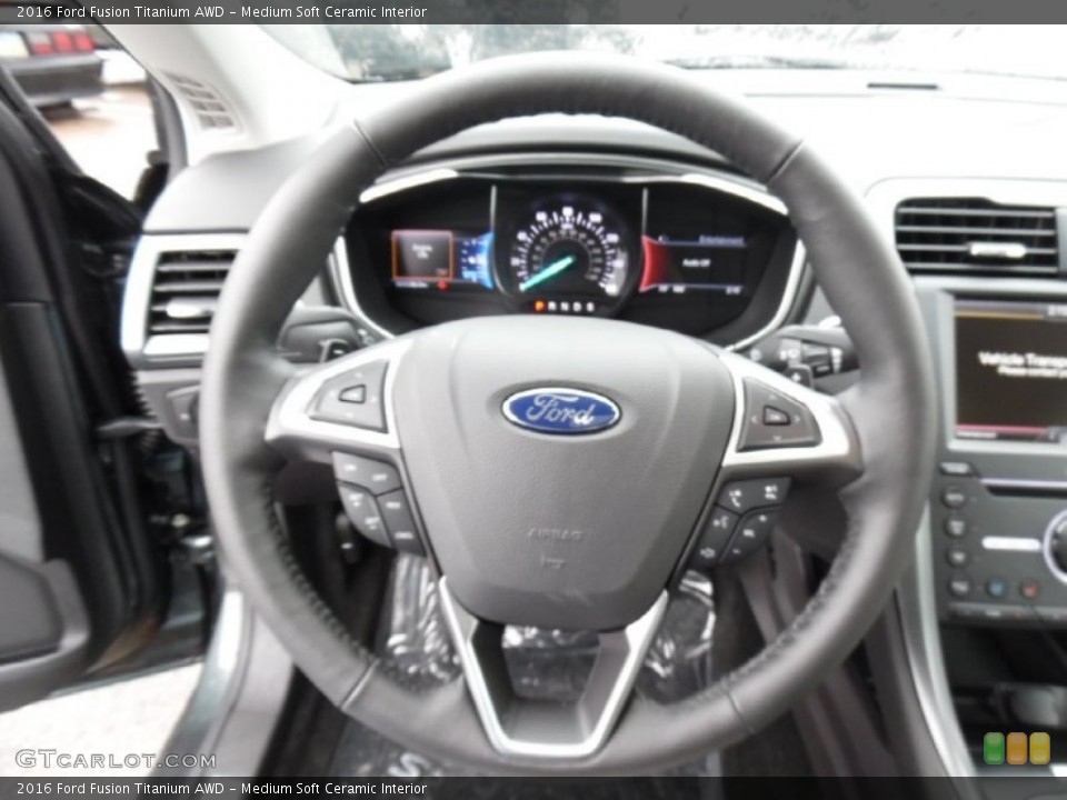 Medium Soft Ceramic Interior Steering Wheel for the 2016 Ford Fusion Titanium AWD #107517023
