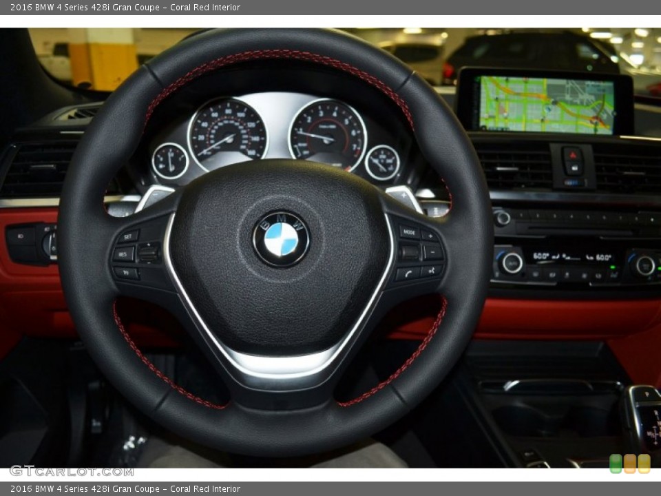 Coral Red Interior Steering Wheel for the 2016 BMW 4 Series 428i Gran Coupe #107519060