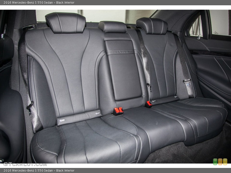 Black Interior Rear Seat for the 2016 Mercedes-Benz S 550 Sedan #107519801