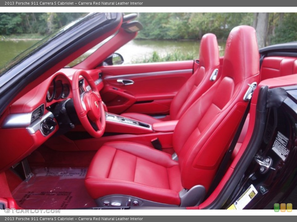 Carrera Red Natural Leather Interior Front Seat for the 2013 Porsche 911 Carrera S Cabriolet #107739815